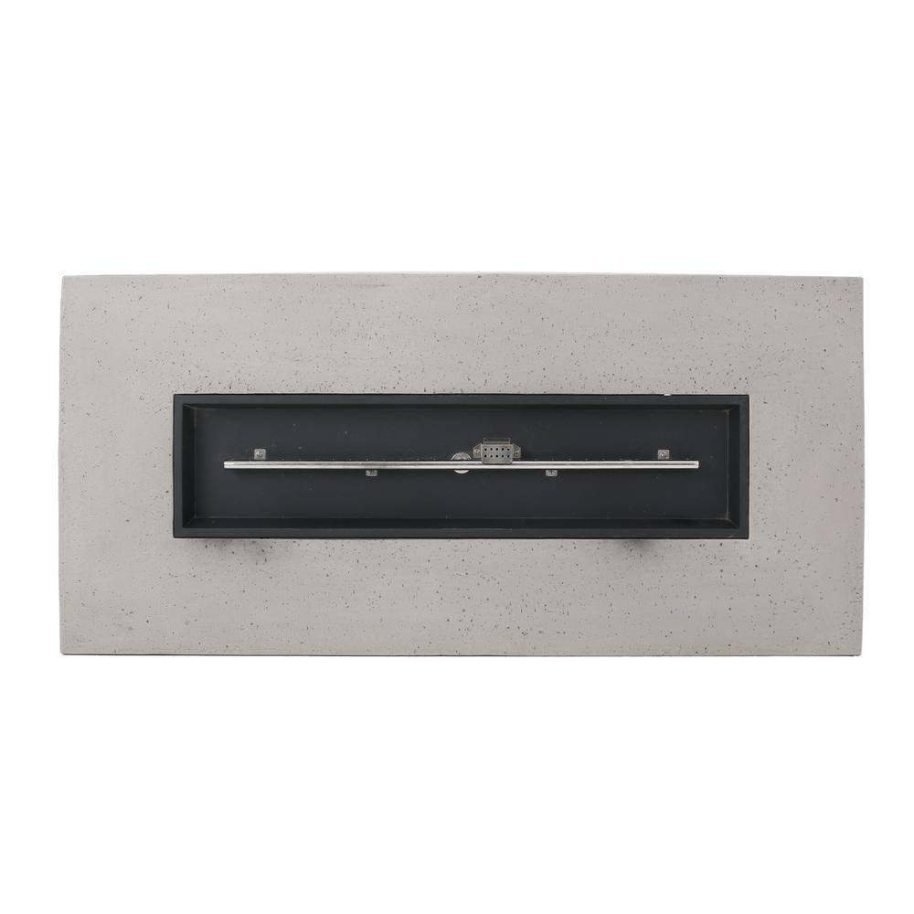 Mayfair Lightweight Concrete Outdoor 50,000 BTU Rectangular Fire Pit (No Tank Holder), Light Gray