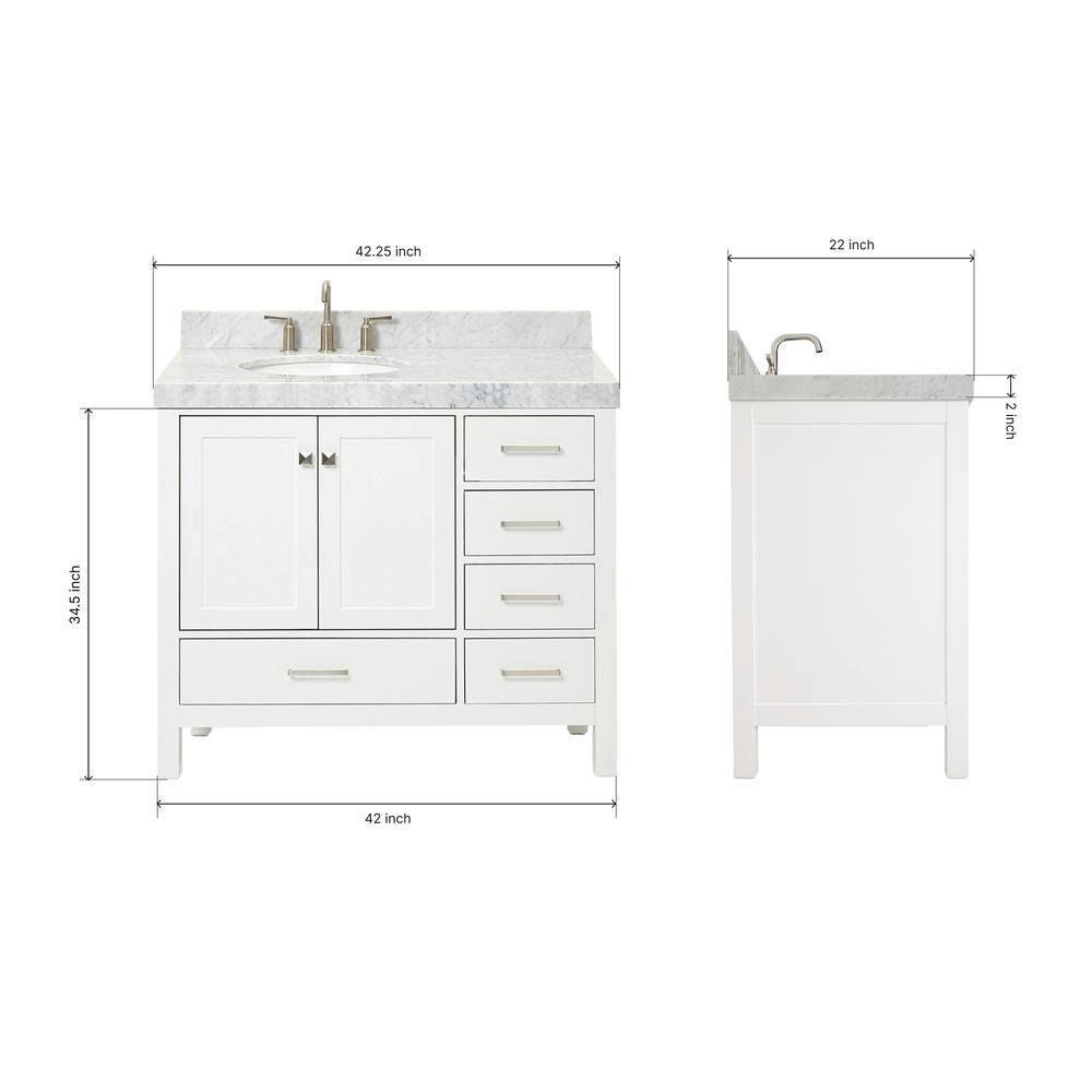 Cambridge 42'' Single Bathroom Vanity with Carrara Marble Top