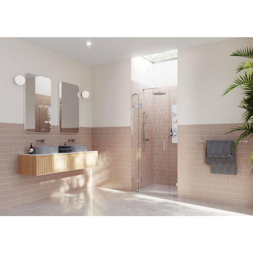 Glass Warehouse Stellar 36.5 in. W x 78 in. H Fully Frameless 3 Panel Inline Glass Hinged Shower Enclosure GHF-36.5-BN