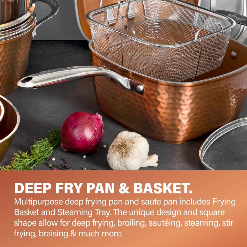 Gotham Steel Nonstick Pots and Pans 20 Pcs Kitchen Ceramic Cookware Set Bakeware Cooking Frying Skillet Sauce Pan Hammered