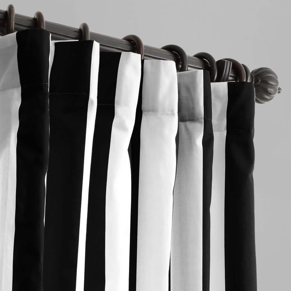 Cabana Black Printed Cotton Curtain (1 Panel), Cabana Black, 50W X 120L