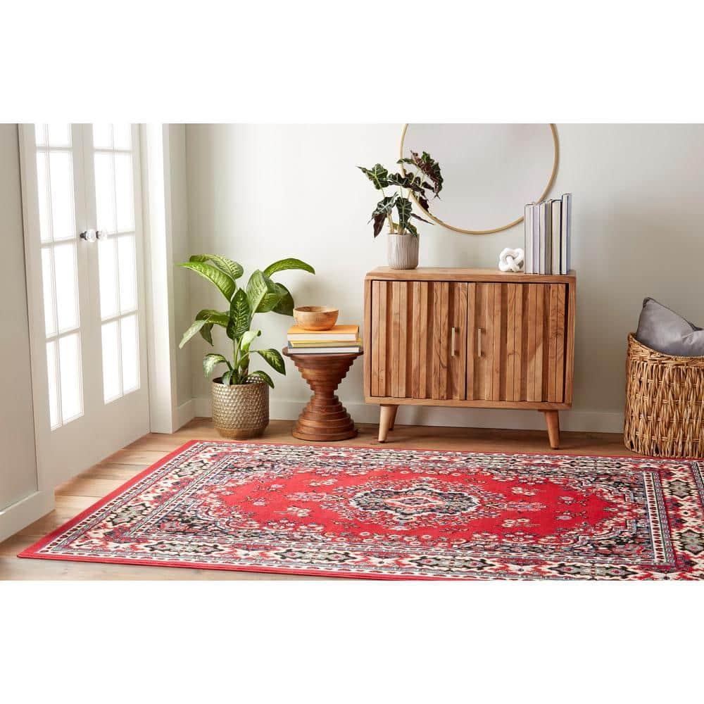 Home Dynamix Premium Sakarya Traditional Medallion Area Rug, Red/Black, 3'7"x5'2"
