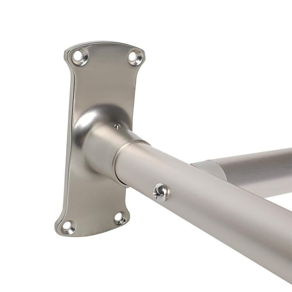 Utopia Alley Durable Rustproof Aluminium Crafted Shower Rod With Ceiling Support for Freestanding Tubs and Bathtubs, D Shape Curved Shower Rod, 60" Large Size by 25", Brushed Nickel