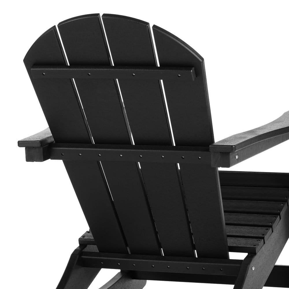 JUSTLET Plastic Adirondack Rocking Chair,HDPE All-Weather Outdoor Rocking Adirondack Chair for Porch, Patio, Balcony,Black