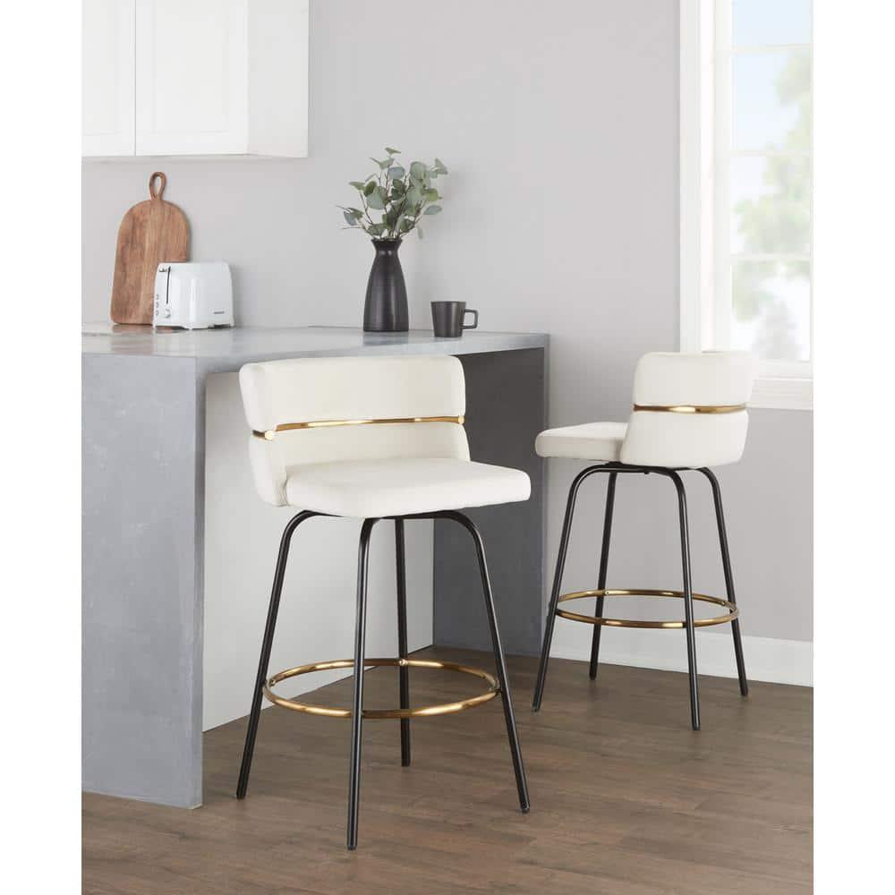 LumiSource Beige Cinch Claire 26" Fixed-Height Counter Stool - Set of 2