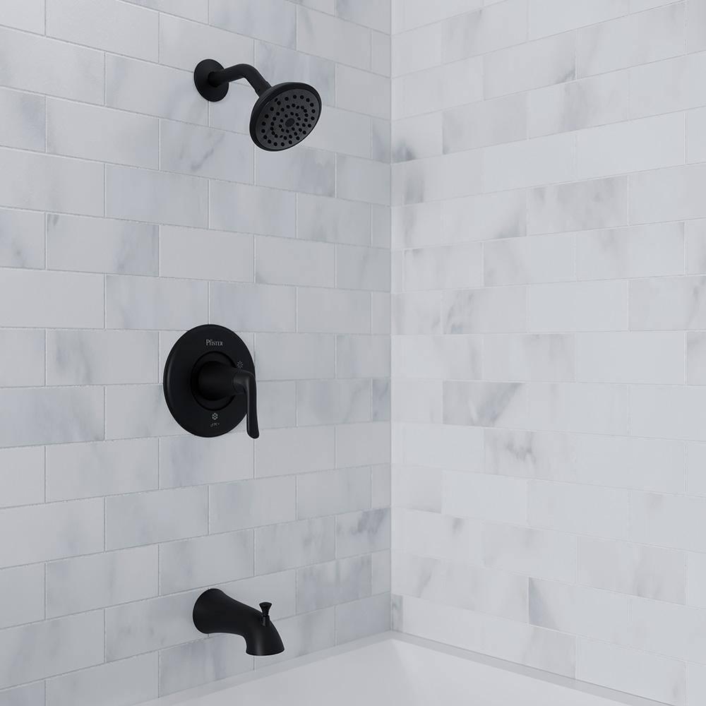 Pfister Willa Tub & Shower Trim Kit, Valve and Cartridge Included, 1-Handle, Spot Defense Matte Black Finish, 8P8WS2MALSSDB