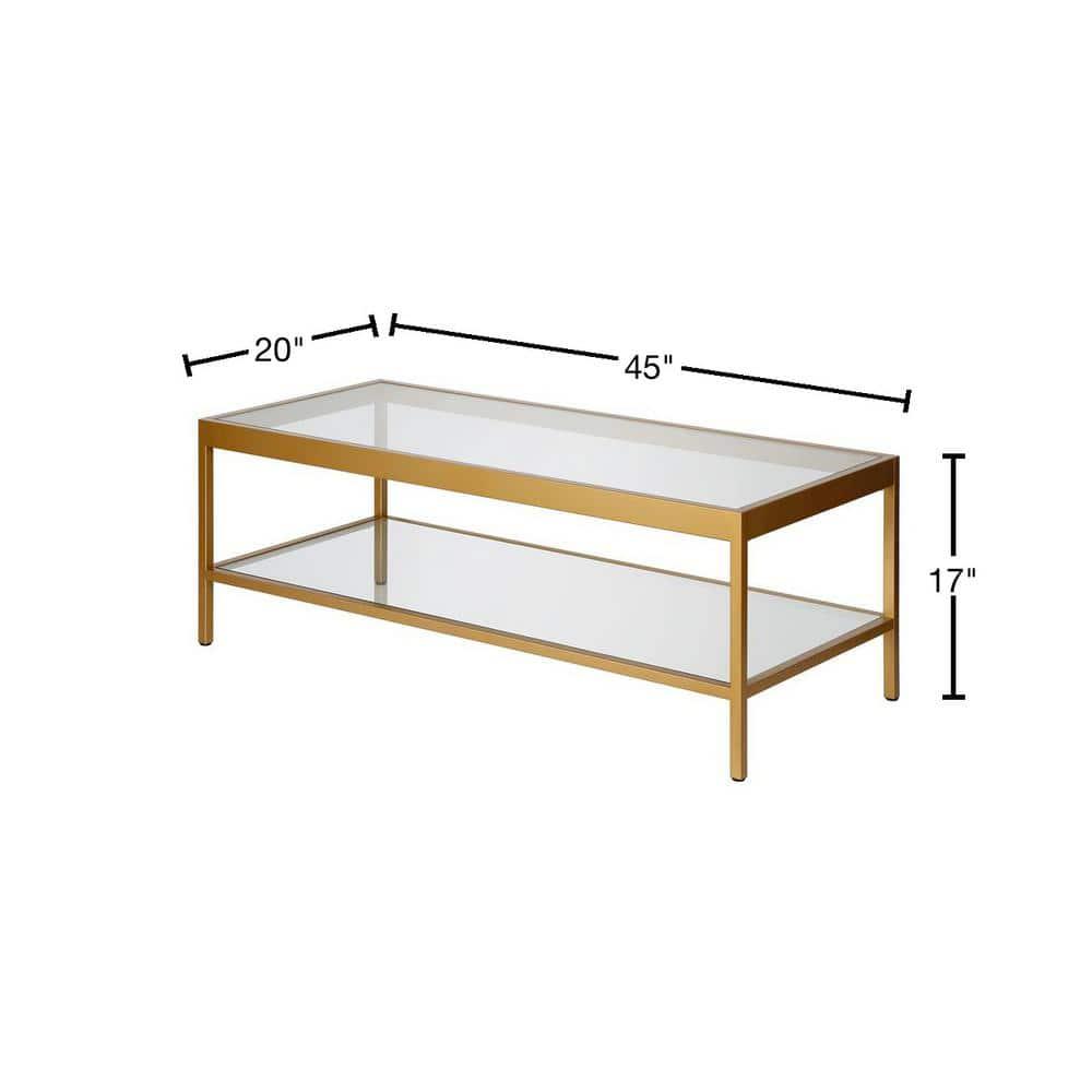 Evelyn&Zoe Alexis 45" Wide Rectangular Coffee Table, Brass