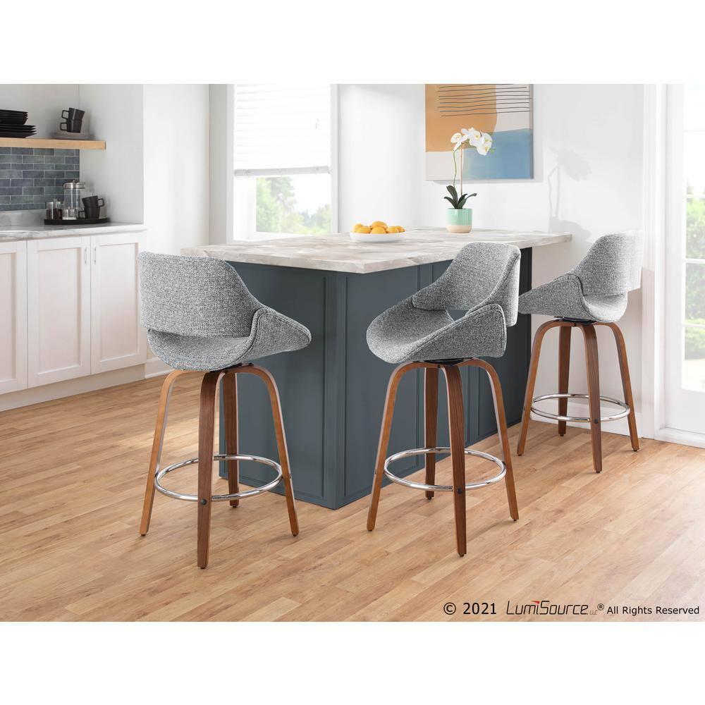 Set of 2 Fabrico Counter Height Barstool with Walnut Legs & Upholstered Seat - LumiSource