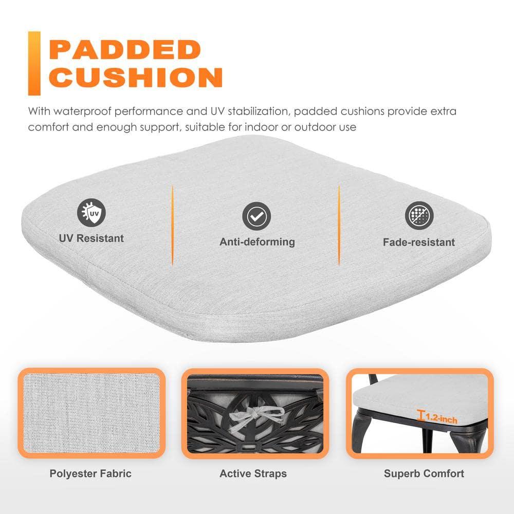 15 in. x 16 in. Outdoor Patio Chair Seat Cushion in Gray (2-Pack)