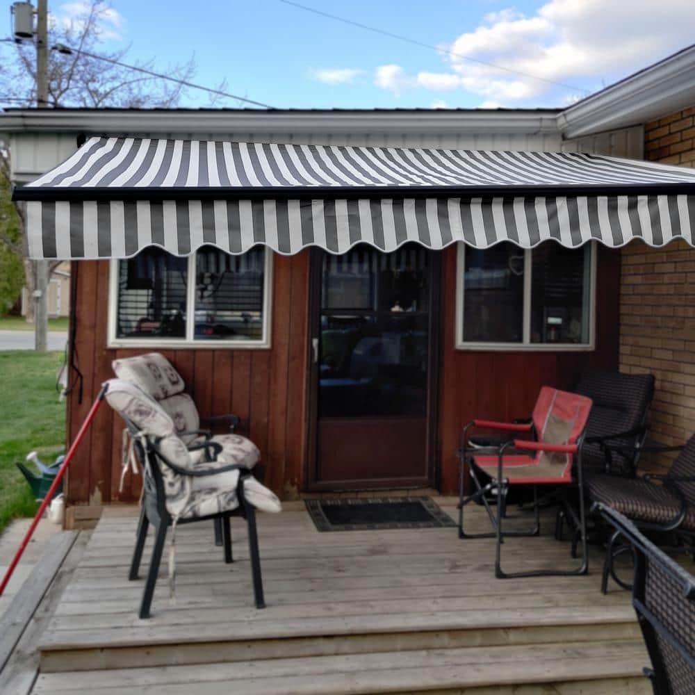 Retractable Home Patio Awning | Deck Canopy |UV Protection Sunshade | Manual Black Frame | Upgraded 2024