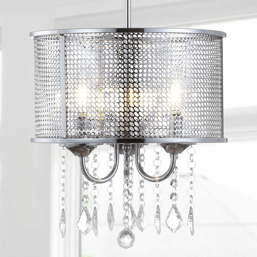Avah 13" Chrome Polished Crystal Globe LED Pendant