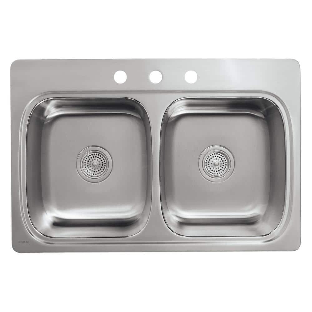 Verse Top-Mount Double-Equal Bowl Kitchen Sink with Single Faucet Hole