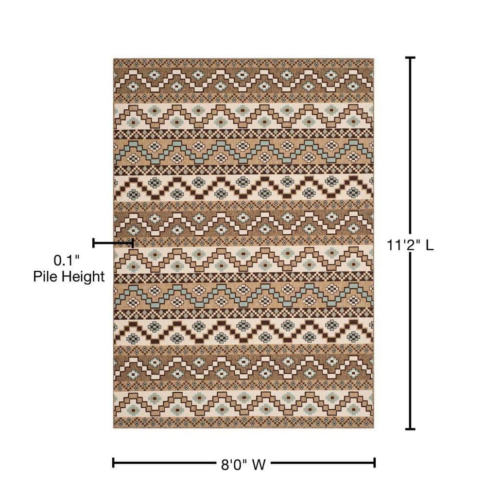 Veranda VER095 Power Loomed Indoor/Outdoor Area Rug - Creme/Brown - 8'x11' - Safavieh