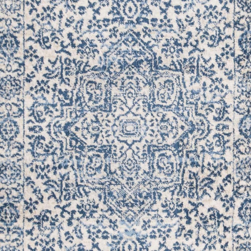 SAFAVIEH Brentwood Adams Oriental Runner Rug, Navy/Light Grey, 2' x 10'