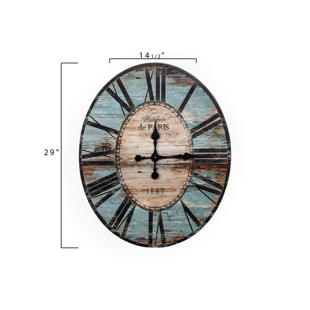 Woven Paths 29" Oval Turquoise Wood Wall Clock
