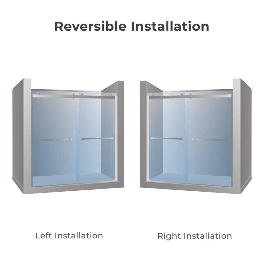 44" - 48" W 74” H Double Sliding Frameless Shower Door