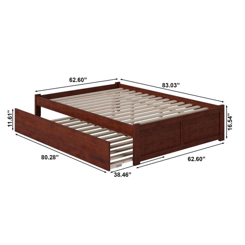 Concord Queen Bed with Footboard and Twin Extra Long Trundle in Walnut