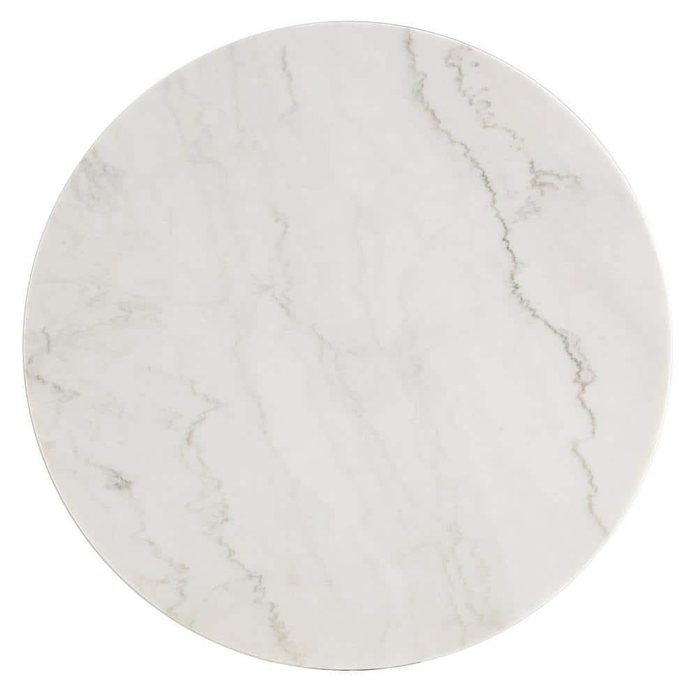Weston Home Timo Champagne Silver Finish Round Marble Top Coffee Table