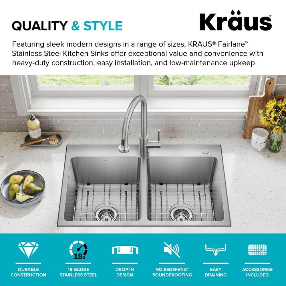 KRAUS Fairlane 18-Gauge Stainless Steel Kitchen Sink