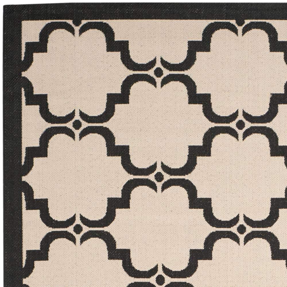 SAFAVIEH Courtyard Estelle Geometric Indoor/Outdoor Area Rug, 8' x 11', Beige/Black