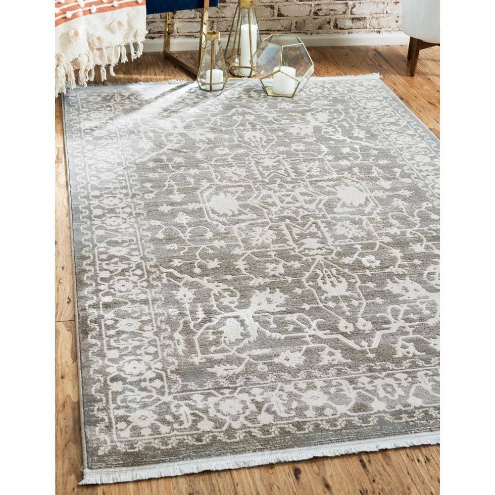 Unique Loom New Classical Collection Area Rug - Olympia (3' 3" x 5' 3" Rectangle Light Gray/Ivory)