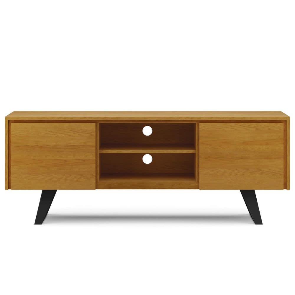 Simpli Home Lowry 63"W Solid Wood Modern Industrial TV Stand for TVs up to 70" with Storage