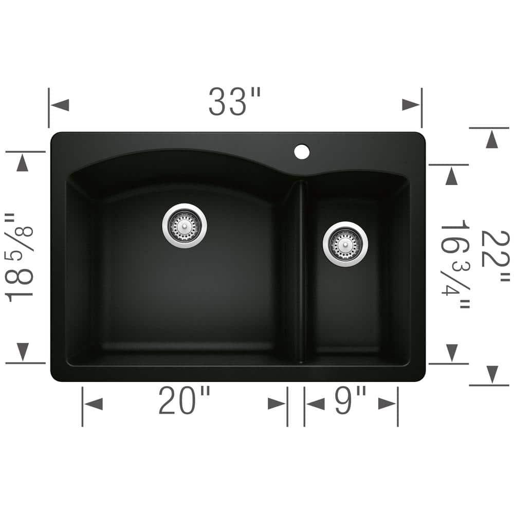 Blanco Diamond Silgranit 33" L x 22" W Double Basin Drop-In/Undermount Sink 442907
