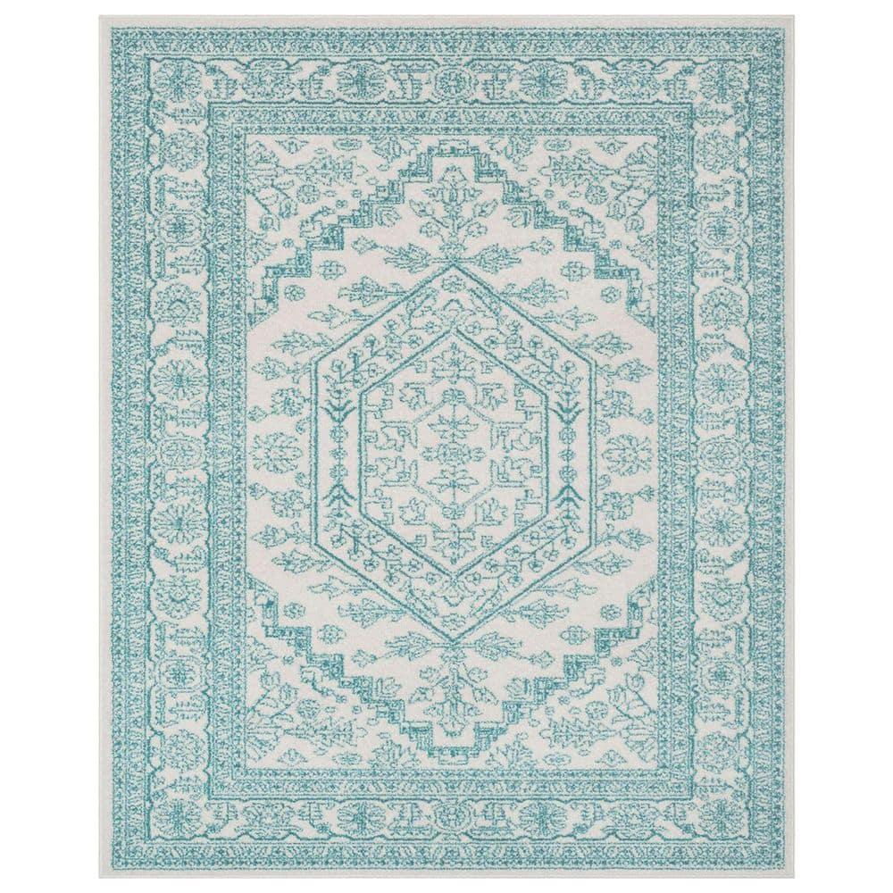 Adirondack ADR108 Power Loomed Area Rug - Ivory/Teal - 8'x10' - Safavieh.