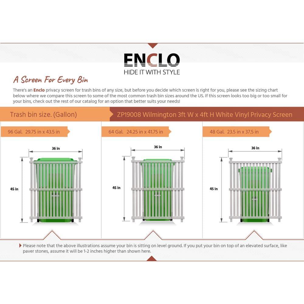 Enclo 45.5in H x 36.5in W (2 Panels) No Dig Enclo Wilmington White Vinyl Privacy Screen, Outdoor Privacy Panels, Trash Can Enclosure, Air Conditioner Fence, Pool Equipment Enclosure, ZP19008