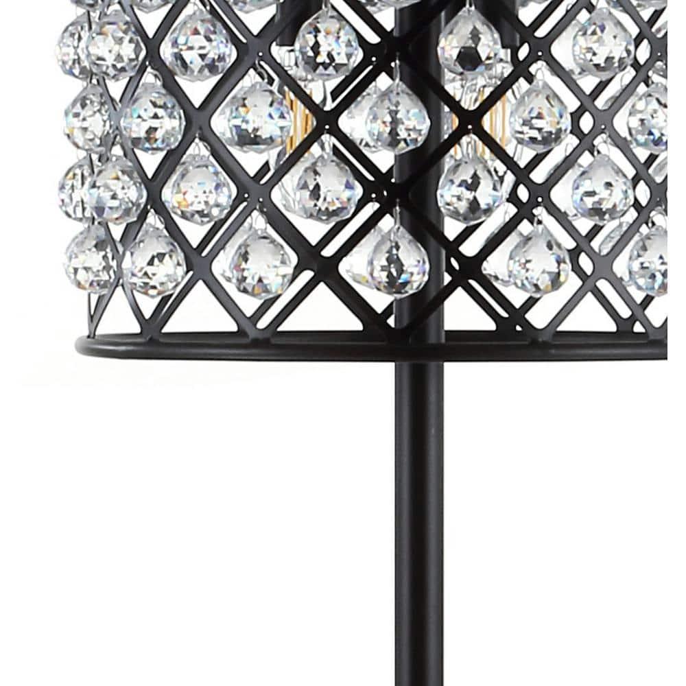 JONATHAN Y JYL9000B Elizabeth 60" Crystal/Metal LED Floor Lamp, Contemporary, Modern, Transitional, Elegant, Office, Living Room, Family Room, Dining Room, Bedroom, Hallway, Foyer, Bronze/Clear