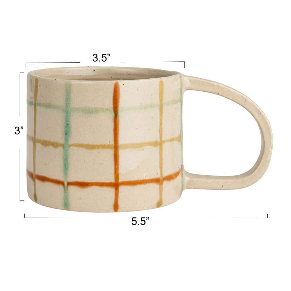 12 oz. Multicolor Checkered Stoneware Mug (Set of 4)