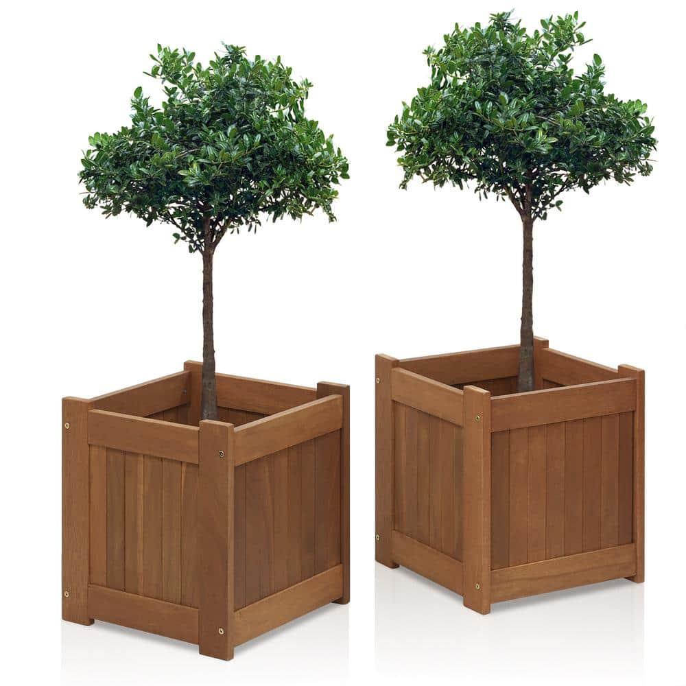 Furinno 15" x 15" x 18" Brown Wood Planter Boxes (2 Pack)