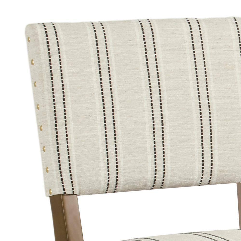 Set of 2 Stripe Dining Chairs Black/White - HomePop: Nailhead Trim, Rubberwood Legs, Polyester Upholstery