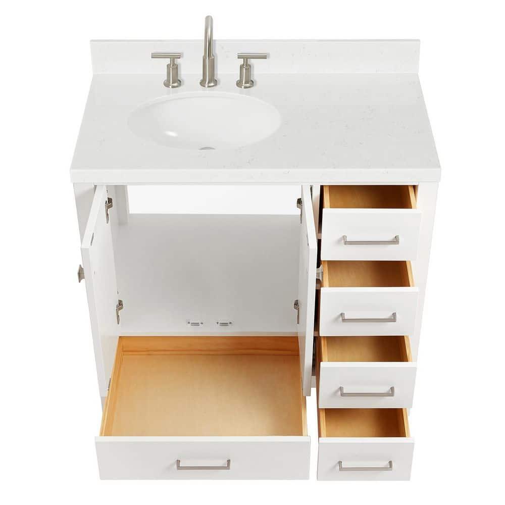 Ariel A036slcqovo Cambridge 36" Free Standing Single Basin Vanity Set - White
