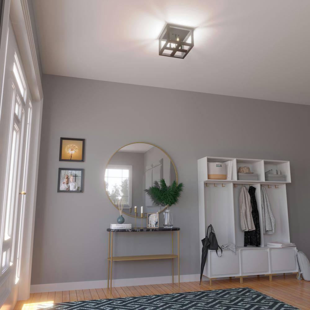 Squire Manor 4 - Light 12'' Lantern Square / Rectangle Flush Mount