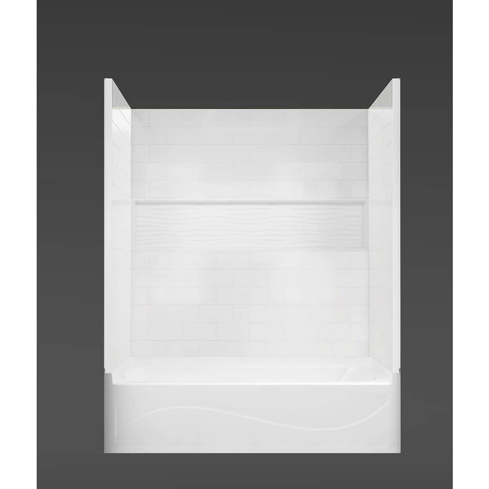60" x 32" 4-Piece Direct-to-Stud Alcove Tub Surround With Left Drian Soaking Bathtub Combo