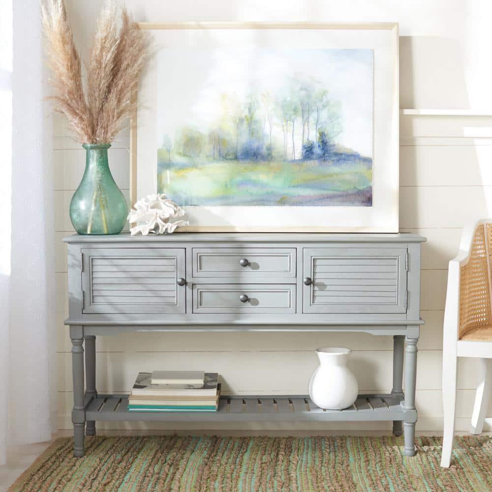 Tate 2 Drawer 2 Door Console Table - Distressed Grey - Safavieh