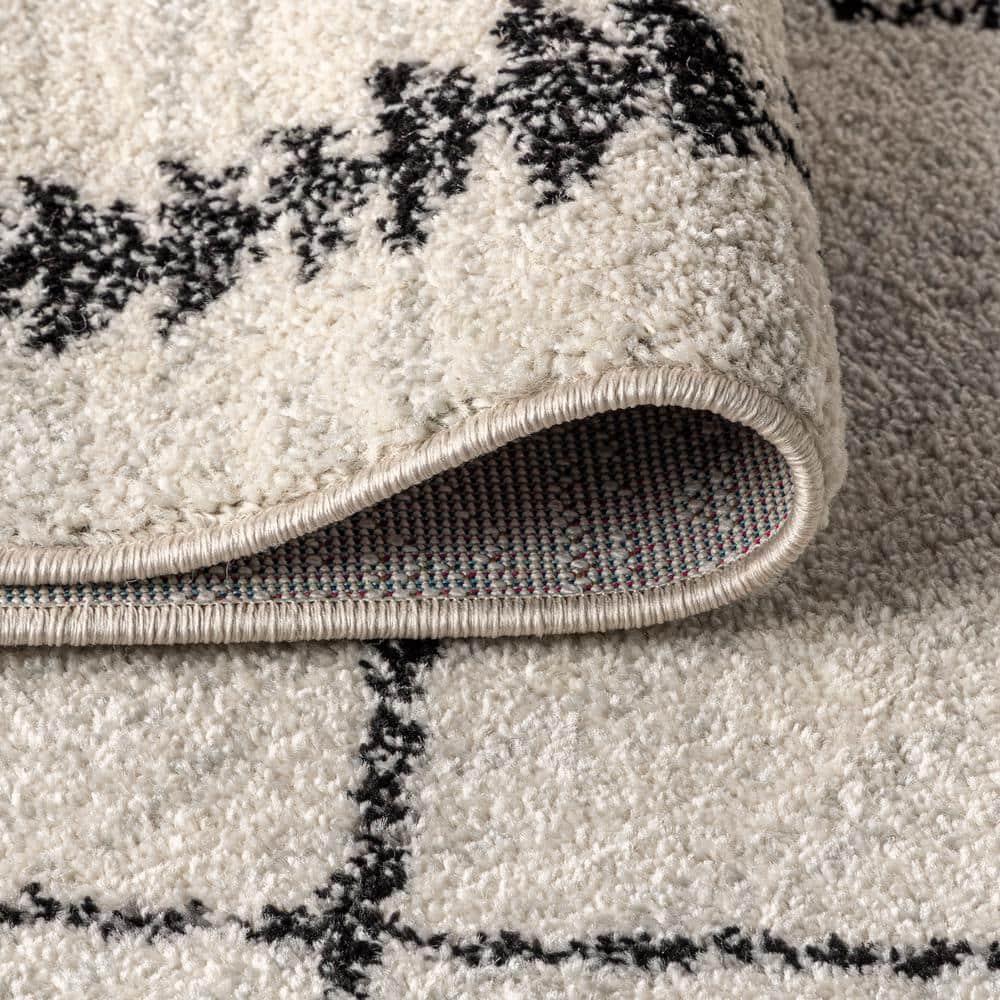 8'x10' Zaina Moroccan Beni Souk Area Rug, Cream/Black - JONATHAN Y