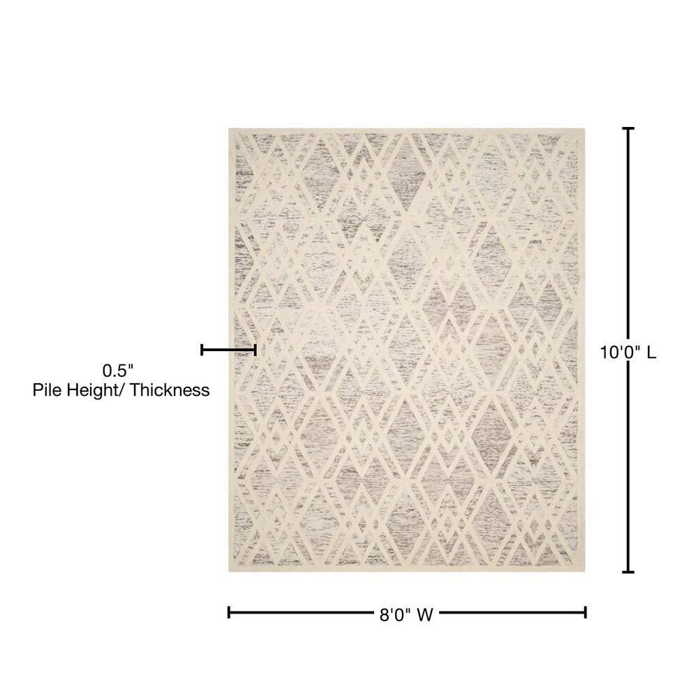 SAFAVIEH Cambridge Rordan Faded Geometric Wool Area Rug, Light Brown/Ivory, 8' x 10'