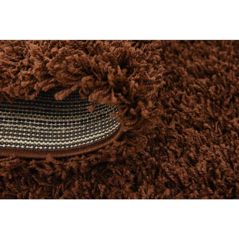 Unique Loom 4' 0 x 6' 0 Solid Shag Chocolate Brown Area Rug