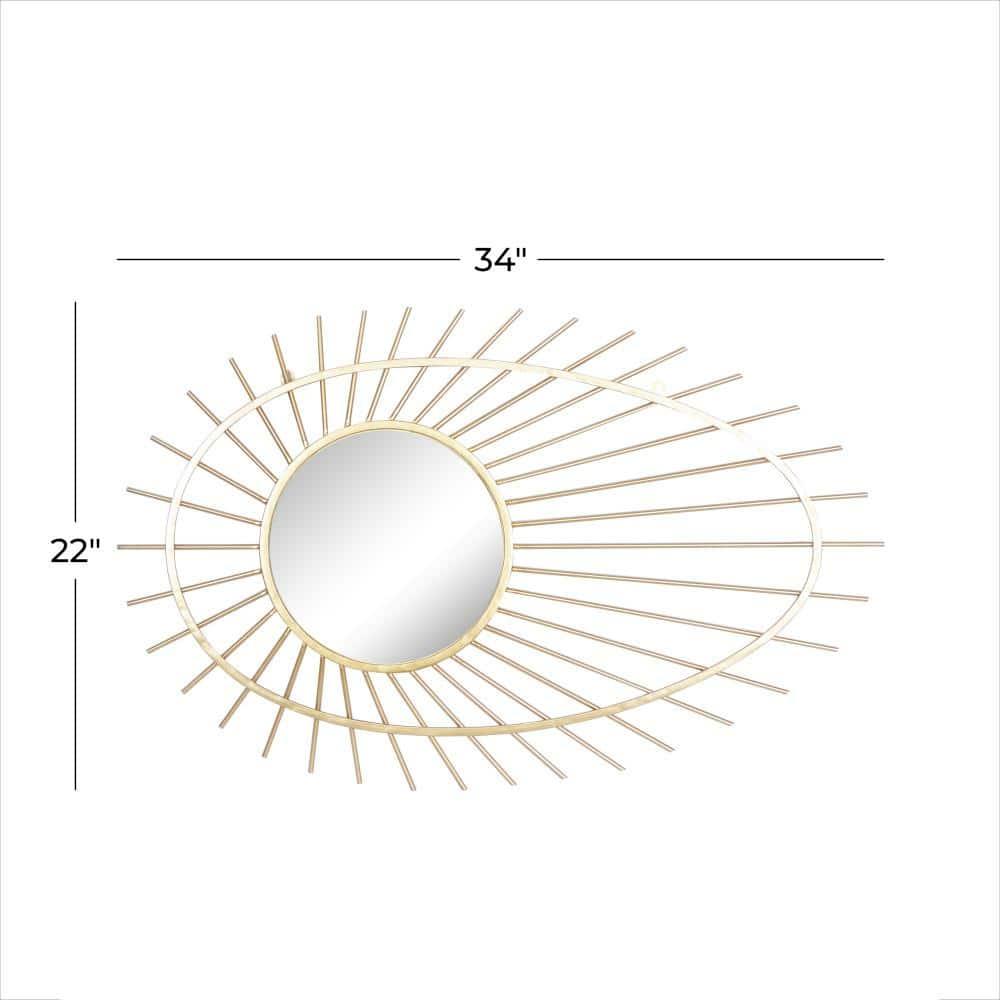 CosmoLiving by Cosmopolitan Cosmoliving By Cosmopolitan Gold Metal Contemporary Wall Mirror, 34 X 22 X 1