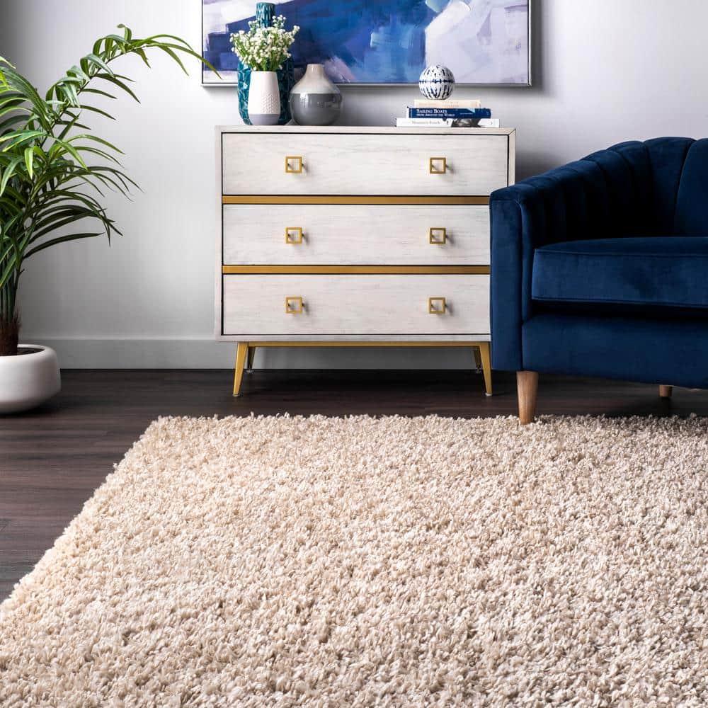Nuloom Kara Solid 2x8 Runner Shag Indoor Area Rug for Living Room Bedroom Dining Room Nursery Entryway Hallway, Beige