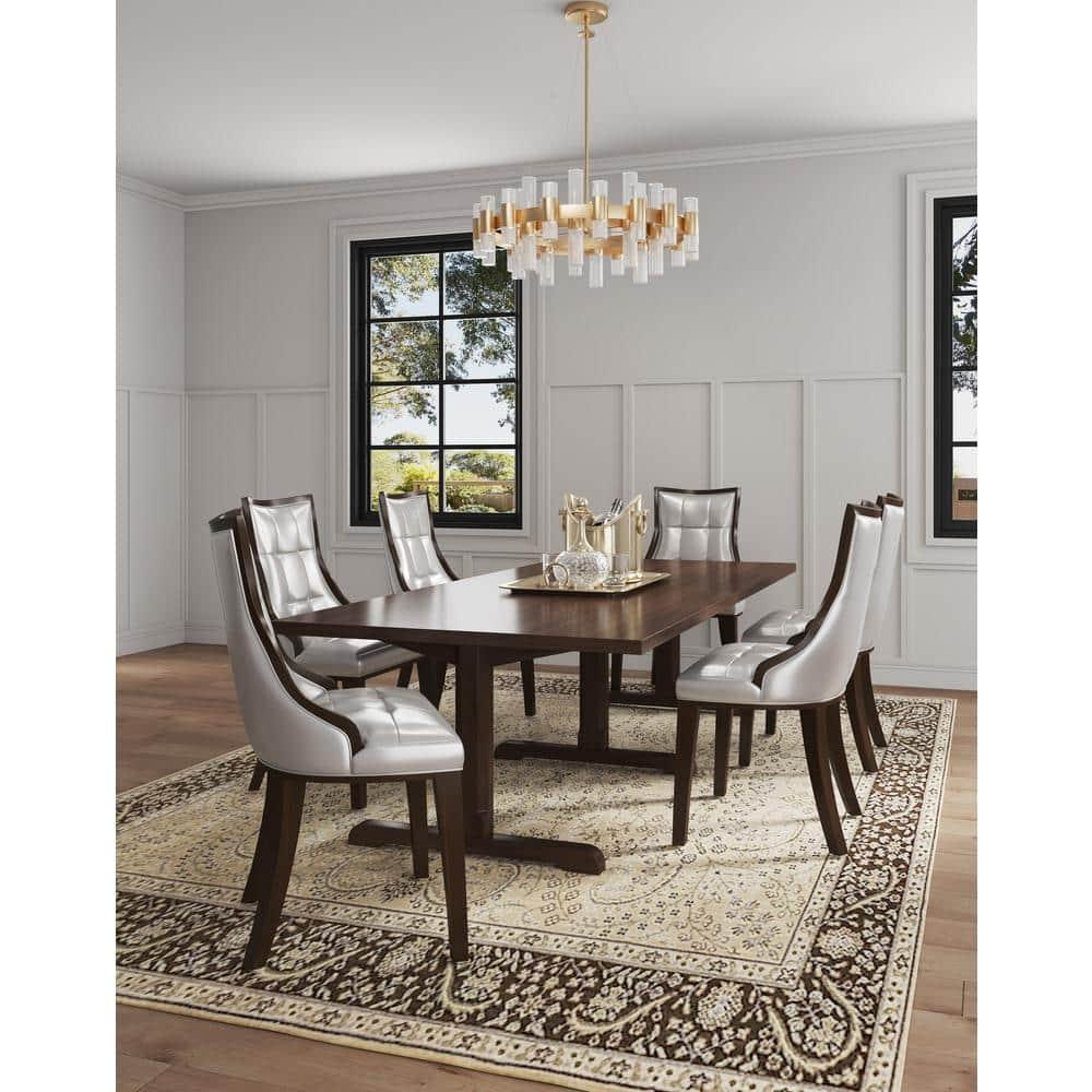 Manhattan Comfort Fifth 18.5" Faux Leather Dining Chair in Silver (Set of 2)