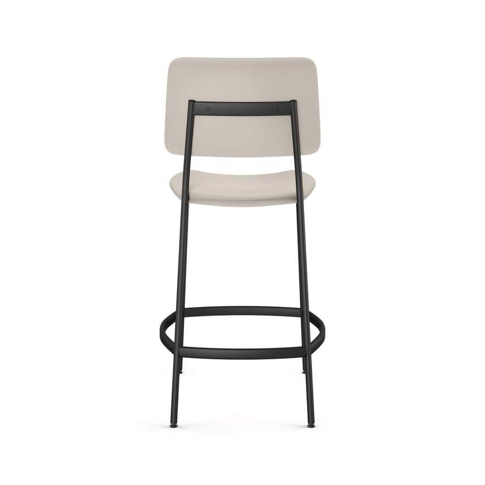 Amisco Sullivan 26 In. Counter Stool - Cream Faux Leather / Black Metal