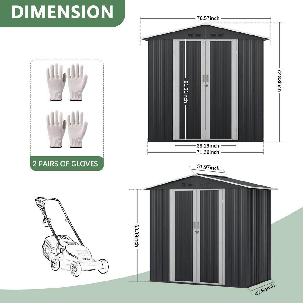 HOGYME 6 Ft. W X 4 Ft. D Outdoor Metal Storage Shed With Lockable Doors
