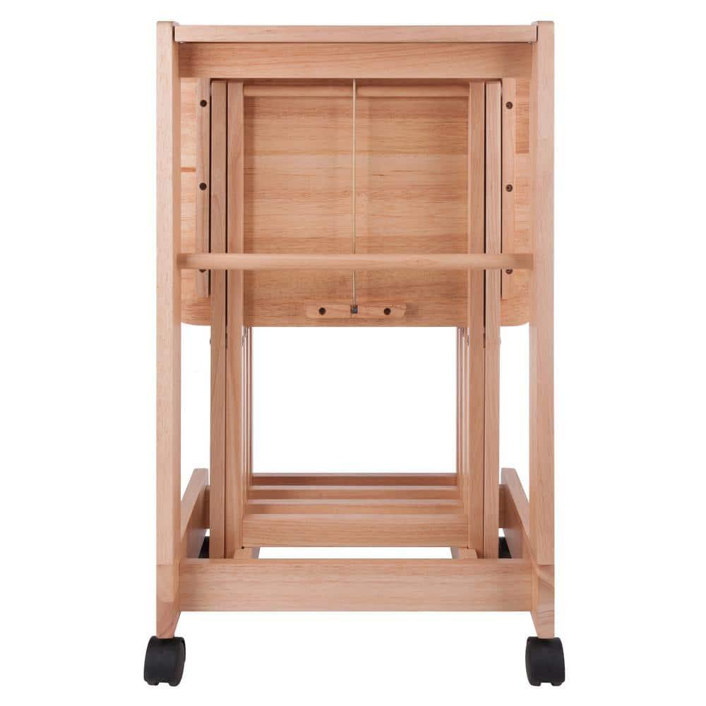 Winsome 5pc Brienda Flip Top Snack Table Natural: Wood TV Dinner Tray Set, Criss Cross Base