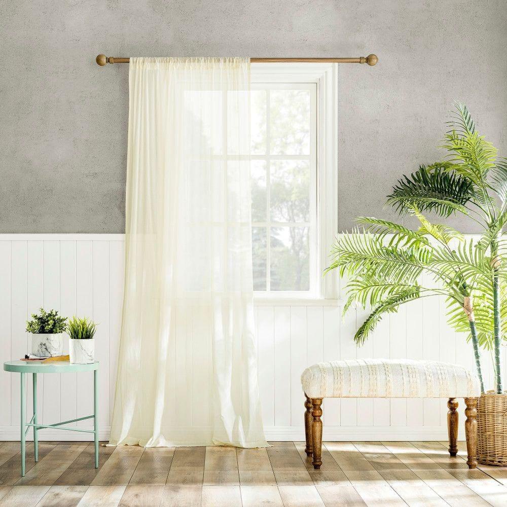 50"x84" Archaeo Sheer 100% Cotton Curtain Panel Cream