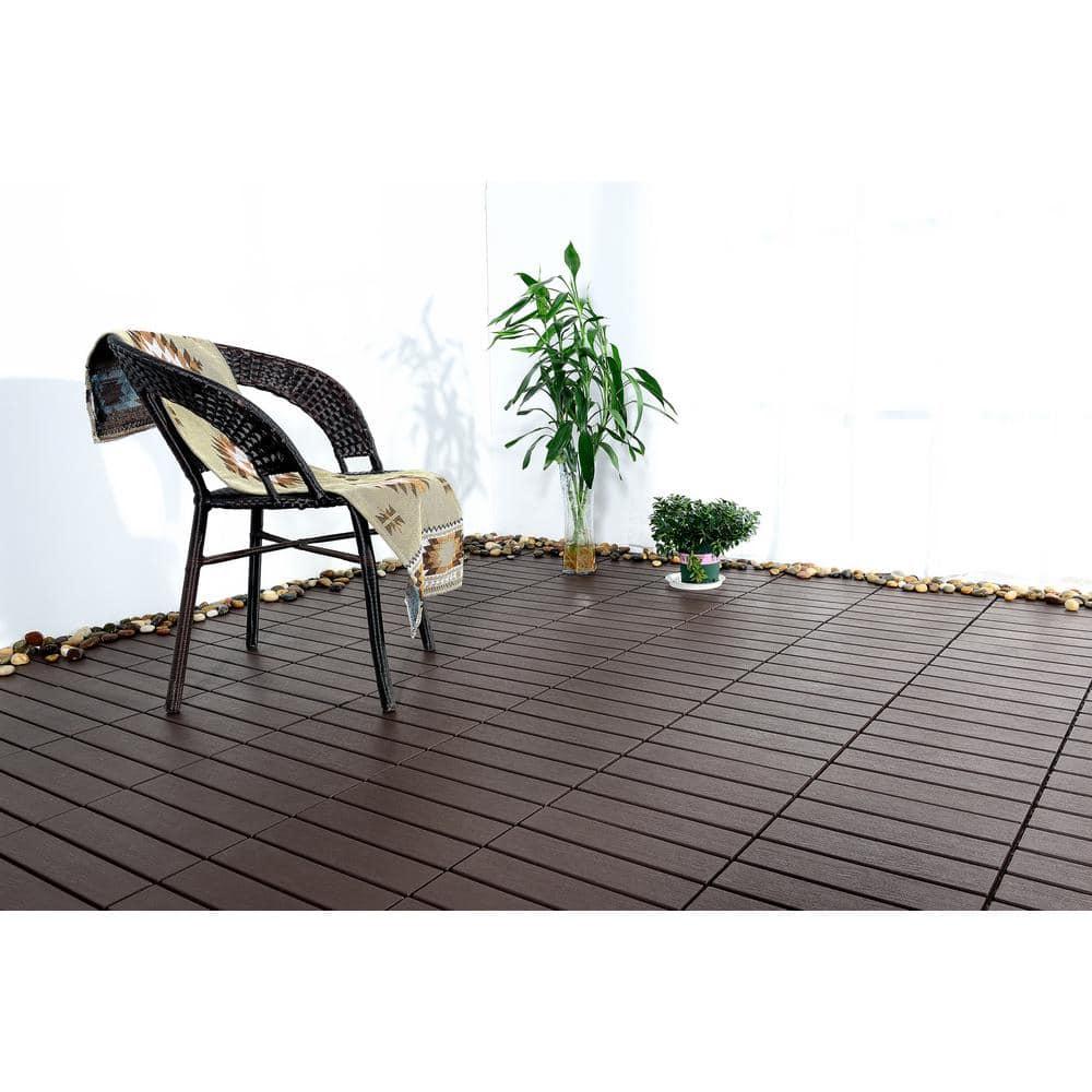 BVNECXP Plastic Interlocking Deck Tiles,44 Pack Patio Deck Tiles,12"X12" Square Waterproof Outdoor All Weather Use, Patio Decking Tiles For Poolside Balcony Backyard
