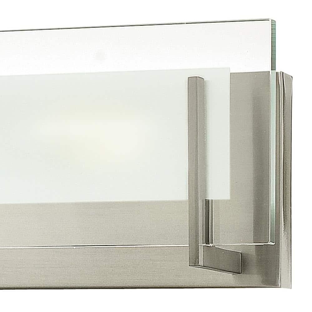 Latitude Sleek 6-Light Brushed Nickel Outdoor Bath Bar with Clear Etched Glass
