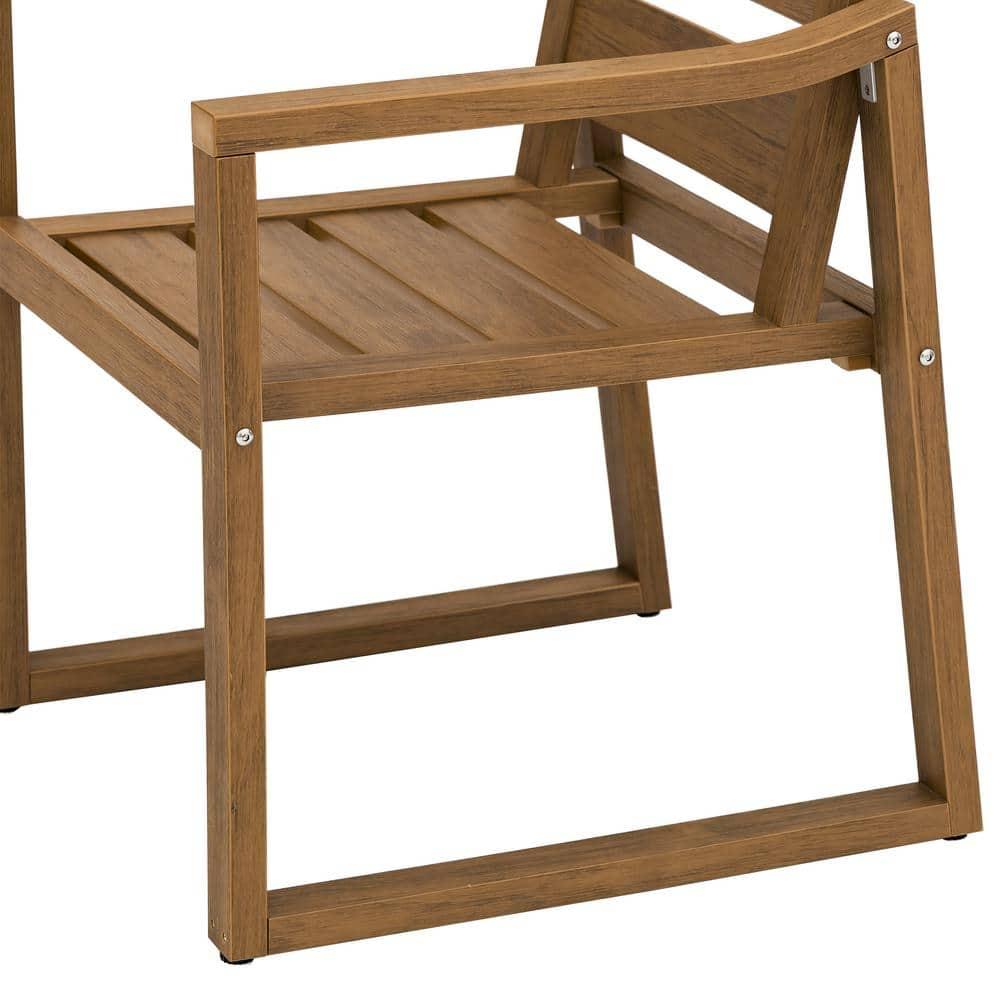 Brown Square-Leg Plastic HDPS Outdoor Dining Chairs All-Weather Indoor Outdoor Patio Dining Chairs with Armrest(4-pack)